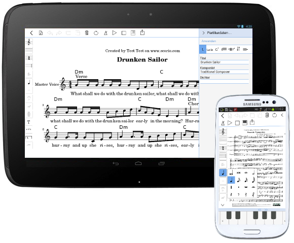 scorio Music Notator für Android Geräte